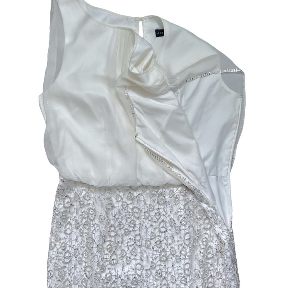 NWT Aidan Mattox Chiffon and Metallic Lace Column Gown sz 10 - Picture 5 of 15